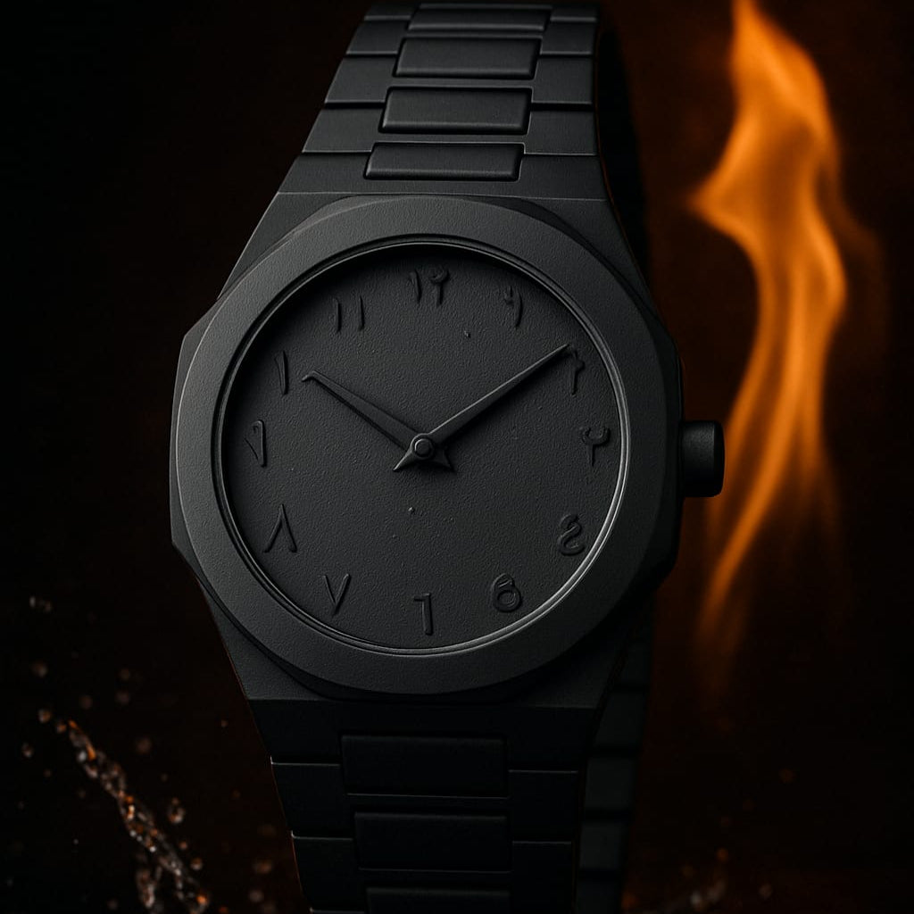 Aura Black Arabic Dial Watch for Men – Luxury Minimalist Analog Wristwatch